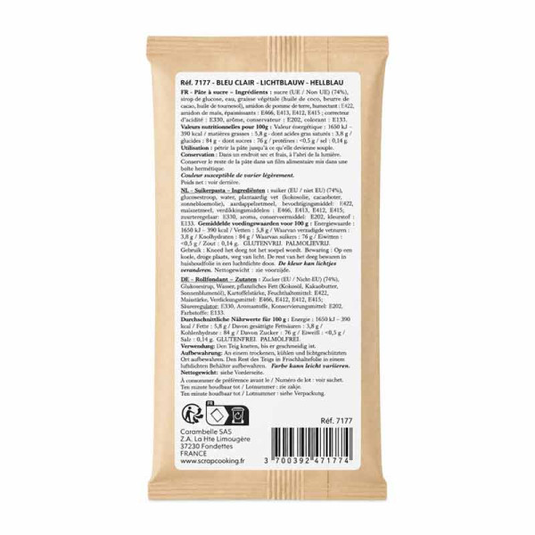 Pâte à sucre bleue - Cake design et décoration gâteau - ScrapCooking - 100g