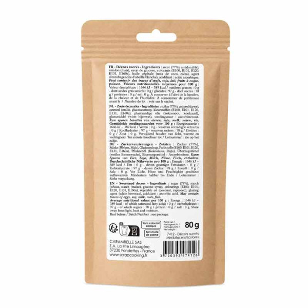 Mini billes en sucre multicolores - Décoration gâteau et cupcakes - ScrapCooking - 80 g