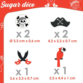 6 décors en sucre Pirate - Décoration gâteaux et cupcakes - ScrapCooking