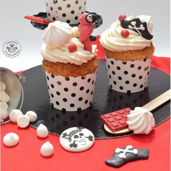 6 décors en sucre Pirate - Décoration gâteaux et cupcakes - ScrapCooking