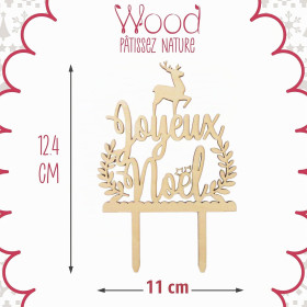 Cake topper Joyeux Noël en bois - Décoration bûche et gâteau - ScrapCooking