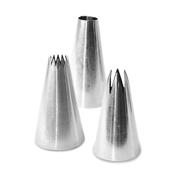Kit de 3 douilles pâtisserie en inox - Macaron, fleur et cannelée - ScrapCooking