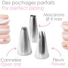 Kit de 3 douilles pâtisserie en inox - Macaron, fleur et cannelée - ScrapCooking