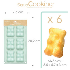 Moule oursons en silicone Platinum - 6 empreintes - Guimauves et gâteaux - ScrapCooking