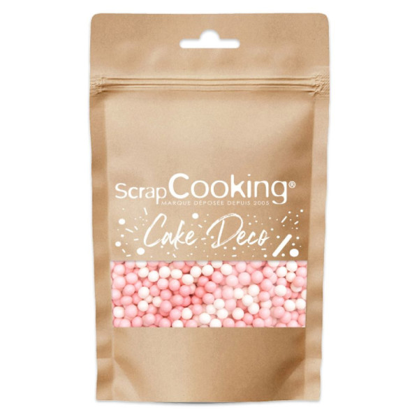 photo-Perles en sucre roses et blanches - Décoration gâteaux et cupcakes - ScrapCooking - 55 g