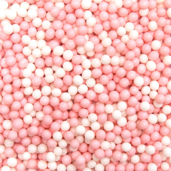 Perles en sucre roses et blanches - Décoration gâteaux et cupcakes - ScrapCooking - 55 g