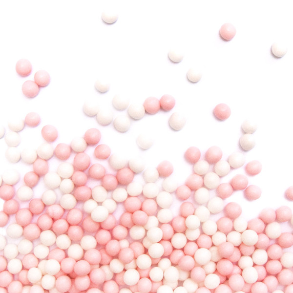 Perles en sucre roses et blanches - Décoration gâteaux et cupcakes - ScrapCooking - 55 g