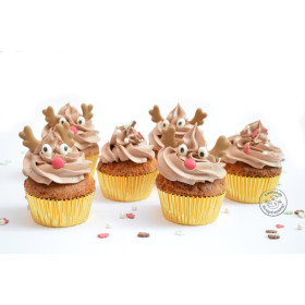 20 décors en sucre Tête de renne de Noël - Gâteaux, cupcakes et bûches - ScrapCooking