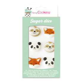 photo-6 décors en sucre animaux - Paresseux, renards et pandas - ScrapCooking