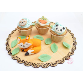 6 décors en sucre animaux - Paresseux, renards et pandas - ScrapCooking