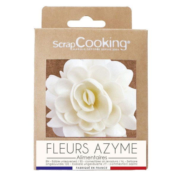 Fleur blanche XXL en papier azyme - Décoration gâteau et pièce montée - ScrapCooking - Ø 10 cm