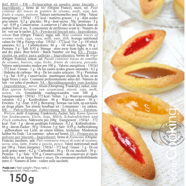 Préparation pour biscuits barquettes maison - Goûter et desserts - ScrapCooking - 150 g