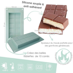 Moule tablette de chocolat en silicone Platinum - 21 x 10,5 x 2 cm - ScrapCooking