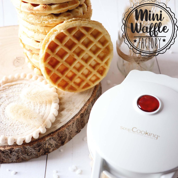 Mini gaufrier rond pour gaufres liégeoises - Plaque Ø 12 cm - 500 W - ScrapCooking