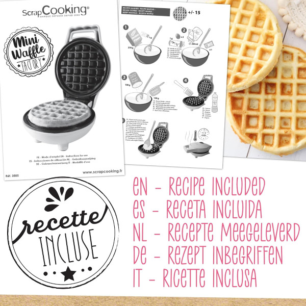 Mini gaufrier rond pour gaufres liégeoises - Plaque Ø 12 cm - 500 W - ScrapCooking