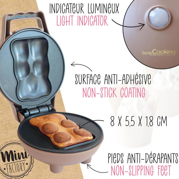 Mini appareil à gâteaux oursons - Plaque Ø 11 cm - 360 W - ScrapCooking