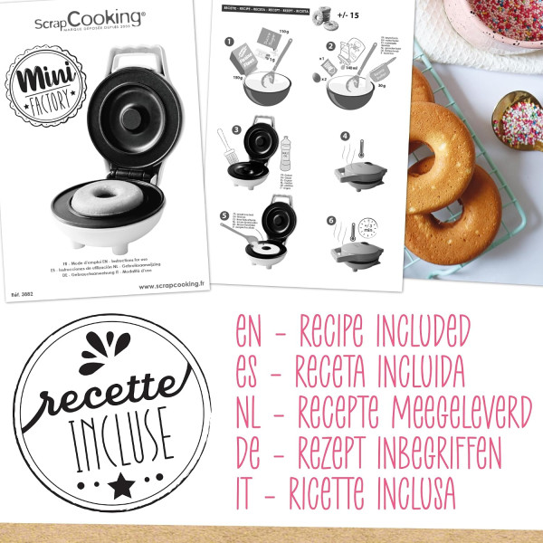 Mini machine à donuts - Plaque Ø 8 cm - 360 W - ScrapCooking