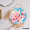 Peinture par numéros Figured’Art Fleurs de cerisier – disque en bois 30 cm