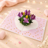 photo-Carte 3D pop-up anniversaire et vœux - Tulipes en fleur - 12 x 17 cm