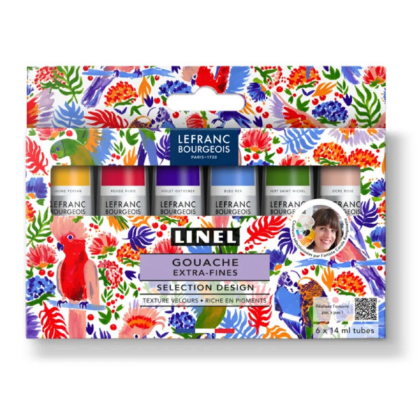 photo-Coffret de 6 tubes de gouache extra-fine Linel – Sélection Design Carole Rampinetta – Lefranc Bourgeois