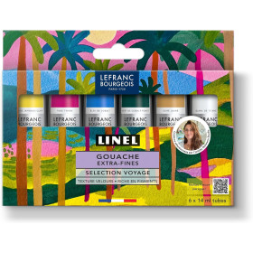photo-Coffret de 6 tubes de gouache extra-fine Linel – Sélection voyage Nolwenn Studio – Lefranc Bourgeois