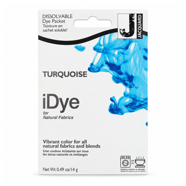 photo*Teinture textile en sachet soluble iDye Natural – Turquoise 418 – 14 g – Jacquard