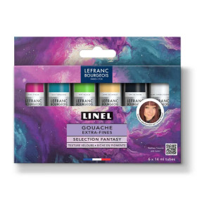 photo-Coffret de 6 tubes de gouache extra-fine Linel – Sélection Fantasy par Pawn – Lefranc Bourgeois