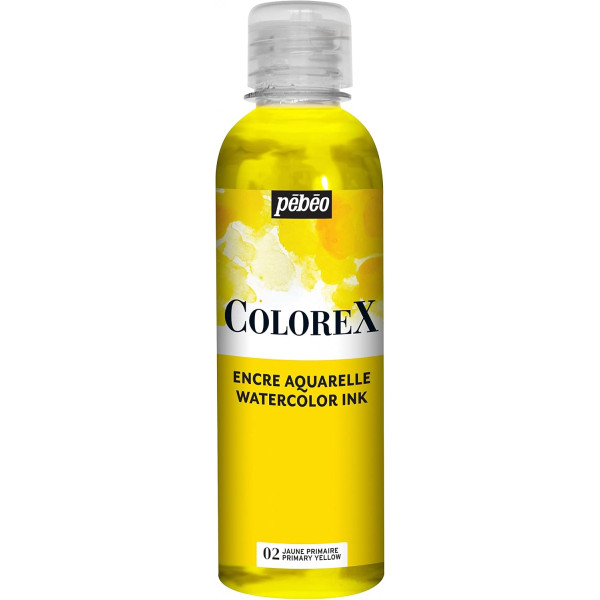 photo-Encre aquarelle - Jaune primaire - Pébéo - Colorex - Calligraphie, dessin - 250ml