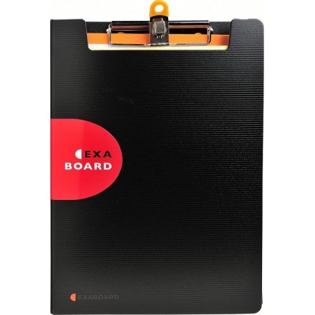 photo-Porte-bloc - Pour documents A4 - Avec rabat - Clip métal - PVC - Noir - Exacompta