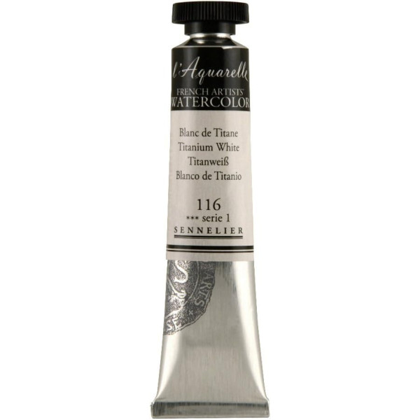 photo-Aquarelle extra-fine Sennelier L’Aquarelle – Blanc de titane n°116 – tube 21 ml