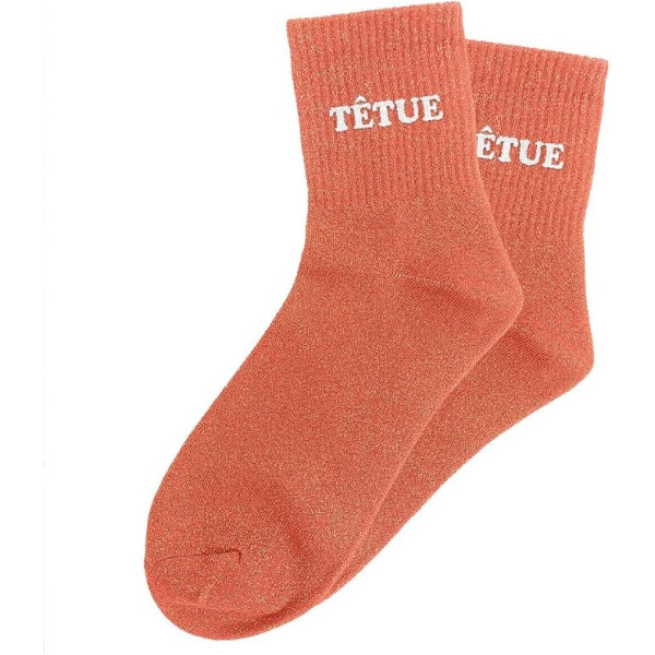 Chaussettes à paillettes orange tuftées « Têtue » – Pointure 36-42 – STC