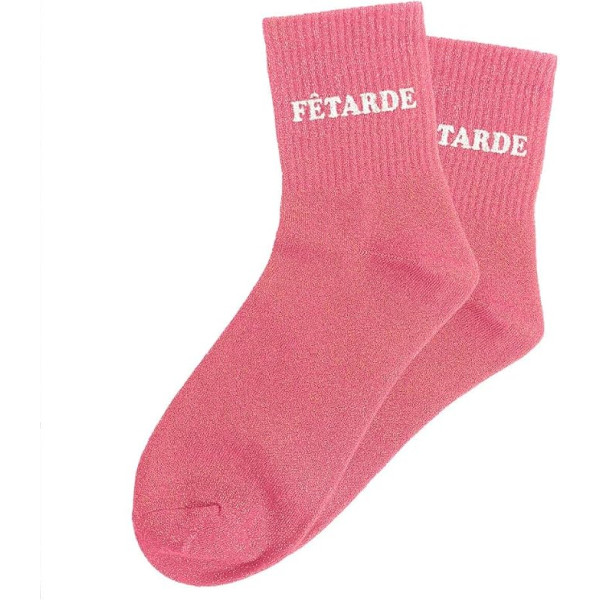 photo-Chaussettes à paillettes roses tuftées « Fêtarde » – Pointure 36-42 – STC