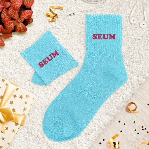 Chaussettes à paillettes bleues tuftées « SEUM » – Pointure 36-42 – STC