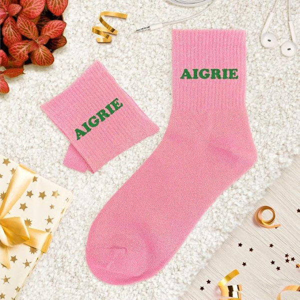 Chaussettes à paillettes roses tuftées « Aigrie » – Pointure 36-42 – STC