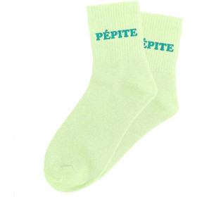 Chaussettes à paillettes vertes tuftées « Pépite » – Pointure 36-42 – STC