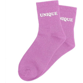 Chaussettes à paillettes violettes tuftées « Unique » – Pointure 36-42 – STC