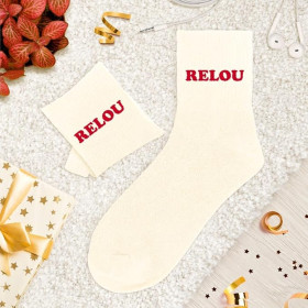 Chaussettes à paillettes beiges tuftées « RELOU » – Pointure 36-42 – STC