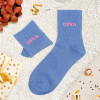 Chaussettes à paillettes bleues tuftées « DIVA » – Pointure 36-42 – STC