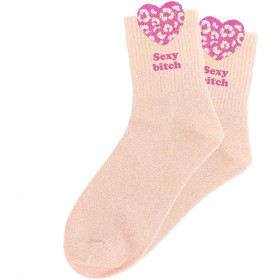 Chaussettes à paillettes roses tuftées « Sexy bitch » – Pointure 36-42 – STC