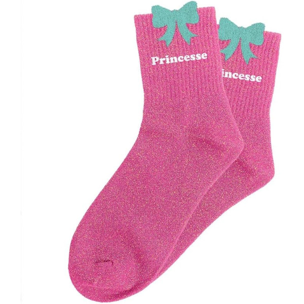 Chaussettes à paillettes roses tuftées « Princesse » – Pointure 36-42 – STC