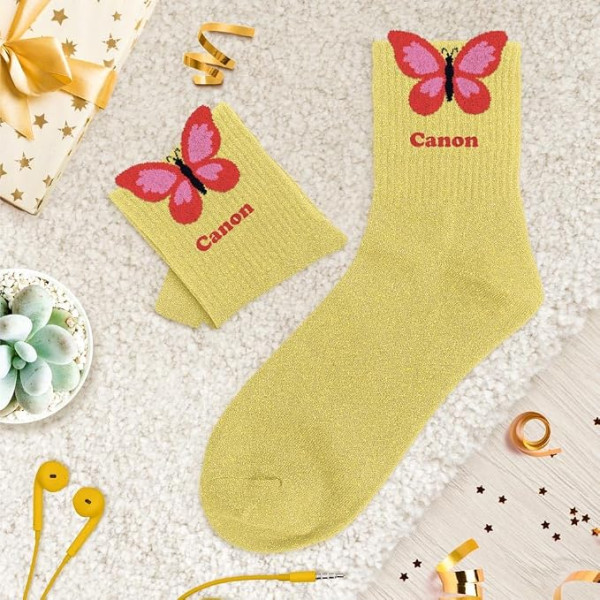 Chaussettes à paillettes jaunes tuftées « CANON » – Pointure 36-42 – STC