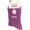 Chaussettes à paillettes violettes tuftées « Bitch » – Pointure 36-42 – STC