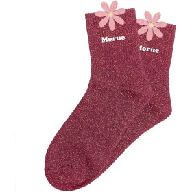 Chaussettes à paillettes bordeaux tuftées « Morue » – Pointure 36-42 – STC