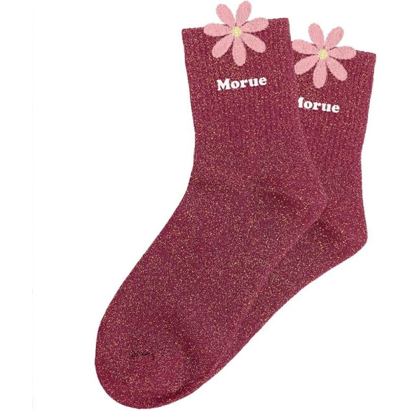 Chaussettes à paillettes bordeaux tuftées « Morue » – Pointure 36-42 – STC