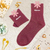Chaussettes à paillettes bordeaux tuftées « Morue » – Pointure 36-42 – STC