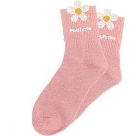 Chaussettes à paillettes roses tuftées « Poulette » – Pointure 36-42 – STC