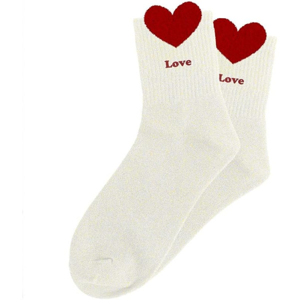 Chaussettes à paillettes beiges tuftées « LOVE » – Pointure 36-42 – STC