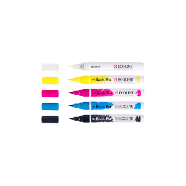 Brush Pens Ecoline couleurs primaires x5 – Royal Talens