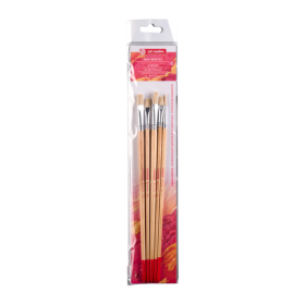 Set de 5 pinceaux en soie de porc – ronds, langues de chat et plats