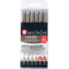 Lot de 6 fineliners noirs Sakura Pigma Micron – tailles 005 à 08
